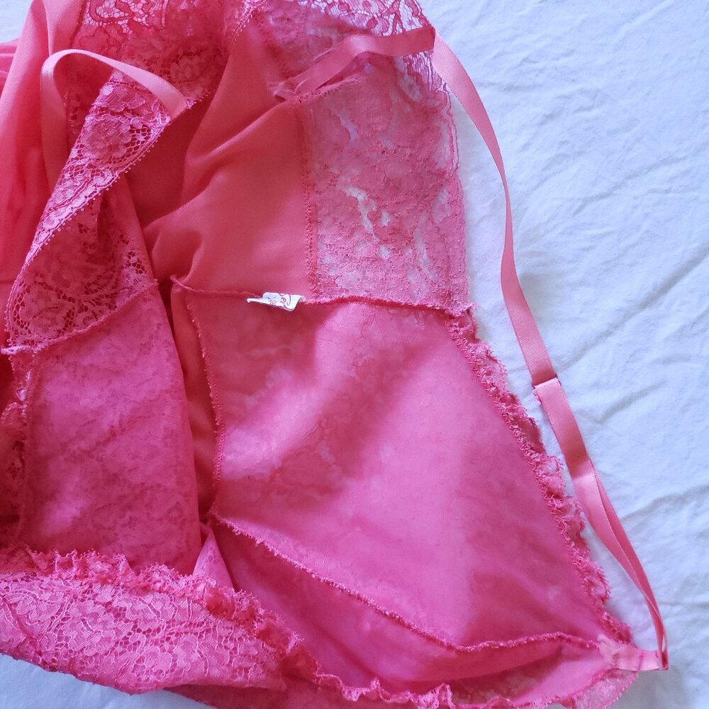 Vintage Coral Lingerie Nightdress Slip Small - Picture 8 of 14
